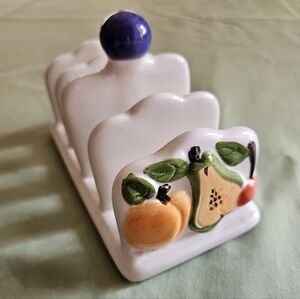 Vintage Rayware Country Kitchen 4 Slice China Toast Rack Holder‎